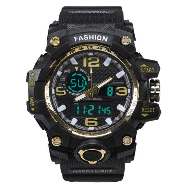 Men sport watches HONHX dual display watch LED digital watch Silicone quartz watch 30M waterproof wristwatches For Men #516
