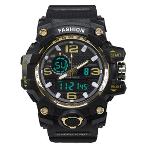 Men sport watches HONHX dual display watch LED digital watch Silicone quartz watch 30M waterproof wristwatches For Men #516