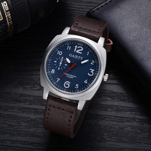 GAIETY Brand Men Business Style Watch Men Fashion Faux Leather Analog Quartz Wrist Watch For Men Watches relogio masculino #704