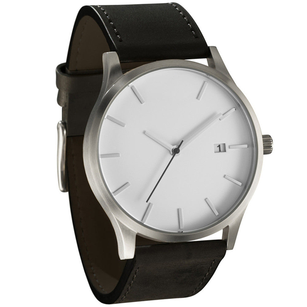 Fashion Luxury Brand Popular Simple Style Low-key Minimalist Connotation Leather Men's Quartz Wristwatch black white