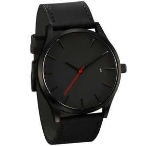 Fashion Luxury Brand Popular Simple Style Low-key Minimalist Connotation Leather Men's Quartz Wristwatch black white