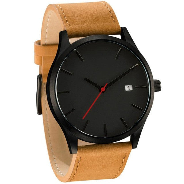 Fashion Luxury Brand Popular Simple Style Low-key Minimalist Connotation Leather Men's Quartz Wristwatch black white