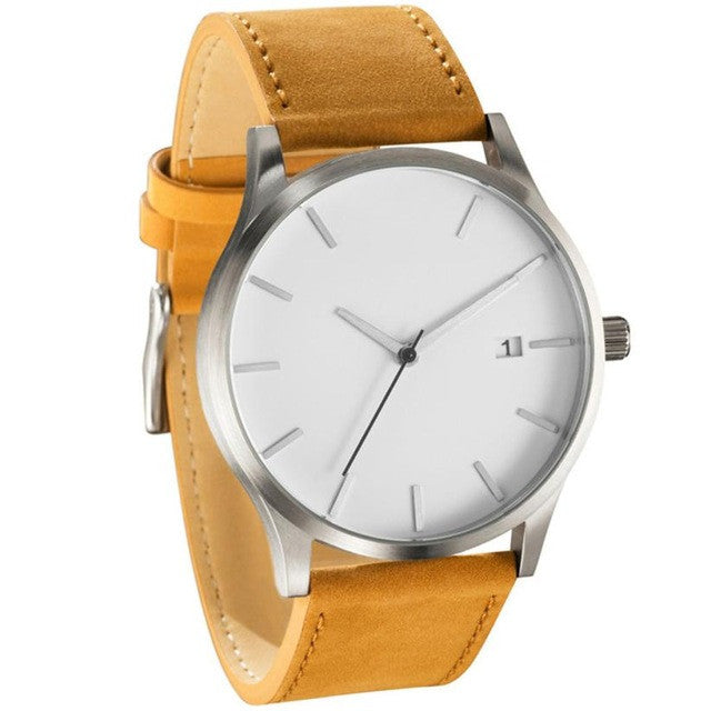 Fashion Luxury Brand Popular Simple Style Low-key Minimalist Connotation Leather Men's Quartz Wristwatch black white