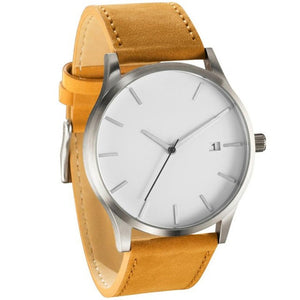 Fashion Luxury Brand Popular Simple Style Low-key Minimalist Connotation Leather Men's Quartz Wristwatch black white