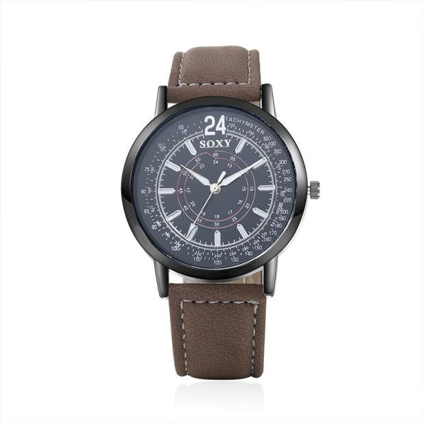 Leather Band Analog Quartz Fashion Military Wrist Watch