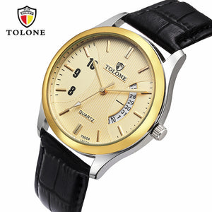  Hot Luxury Men's Date Watch Relógio de couro de aço inoxidável analógico de quartzo militar