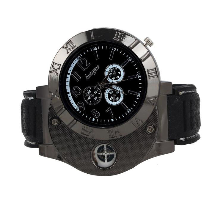 Windproof Casual Military Quartz Watch USB Cigarette Cigar Flameless Lighter