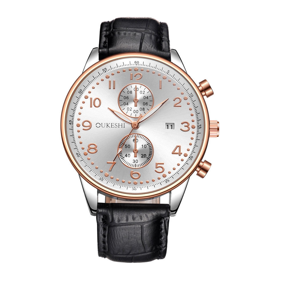 Men Luxury Stainless Steel Quartz Military Sport Leather Band Dial Wrist Watch