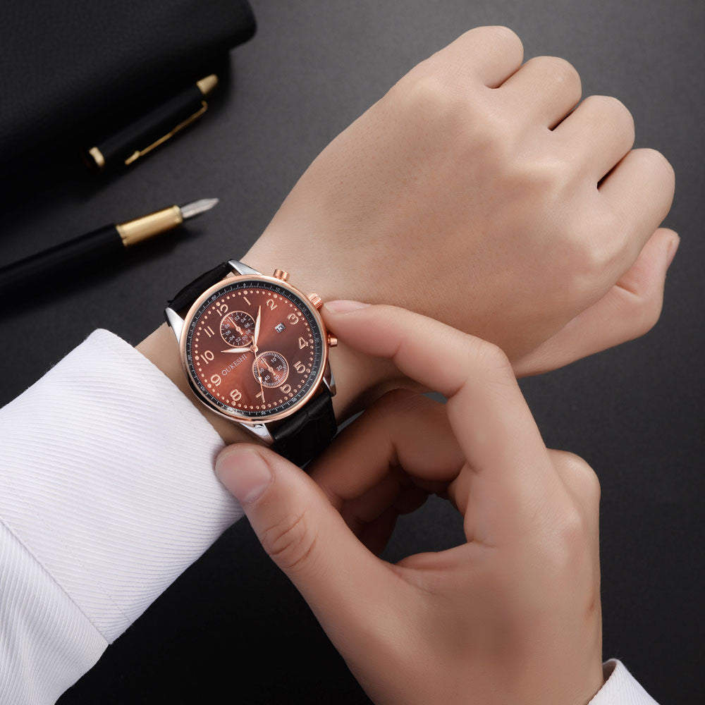 Men Luxury Stainless Steel Quartz Military Sport Leather Band Dial Wrist Watch