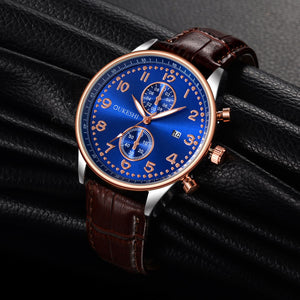 Men Luxury Stainless Steel Quartz Military Sport Leather Band Dial Wrist Watch