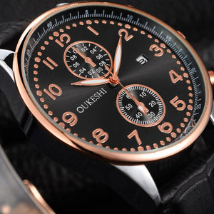 Men Luxury Stainless Steel Quartz Military Sport Leather Band Dial Wrist Watch