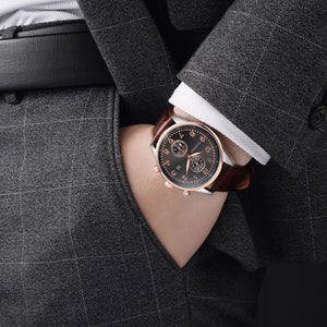Men Luxury Stainless Steel Quartz Military Sport Leather Band Dial Wrist Watch