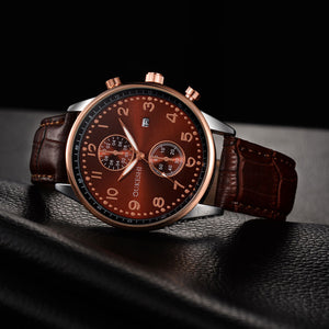 Men Luxury Stainless Steel Quartz Military Sport Leather Band Dial Wrist Watch