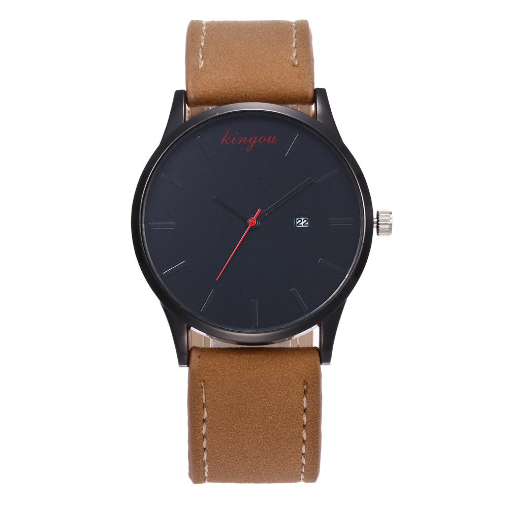 New Retro Date Clock Watch Quartz Leather Analog Wrist Watch A