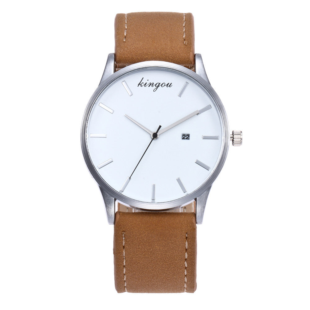 New Retro Date Clock Watch Quartz Leather Analog Wrist Watch A
