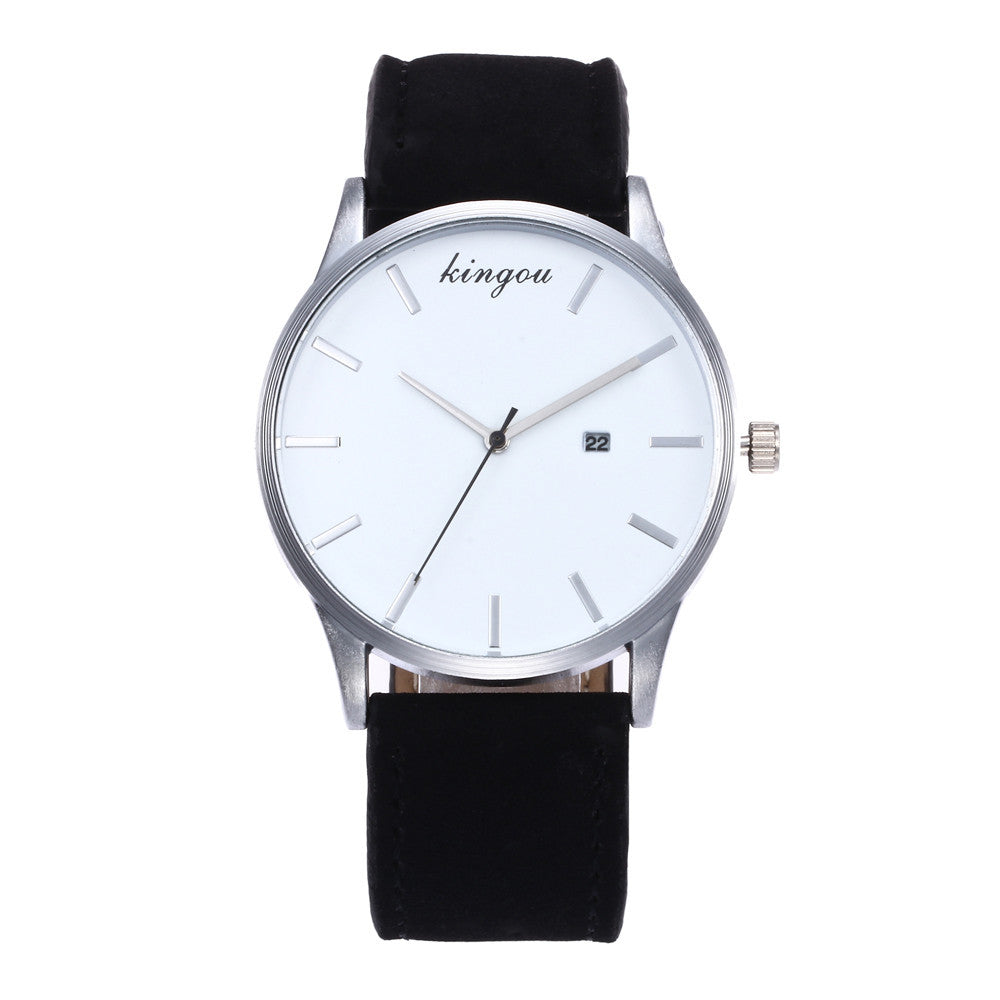 New Retro Date Clock Watch Quartz Leather Analog Wrist Watch A