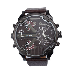 Luxury Military Army Dual Time Quartz Large Dial Wrist Watch Oulm