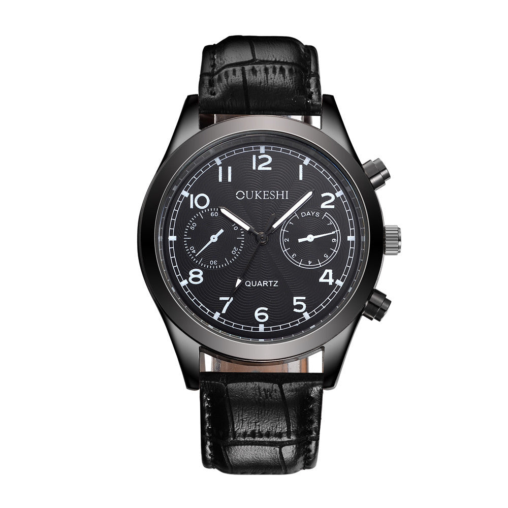 Men Luxury Stainless Steel Quartz Military Sport Leather Band Dial Wrist Watch