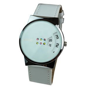 Creative Colorful Carousel Scale Pu Leather Belt Ladies Watches