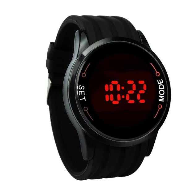 Waterproof Mens Watch LED Touch Screen Date Silicone Wrist Black Watch