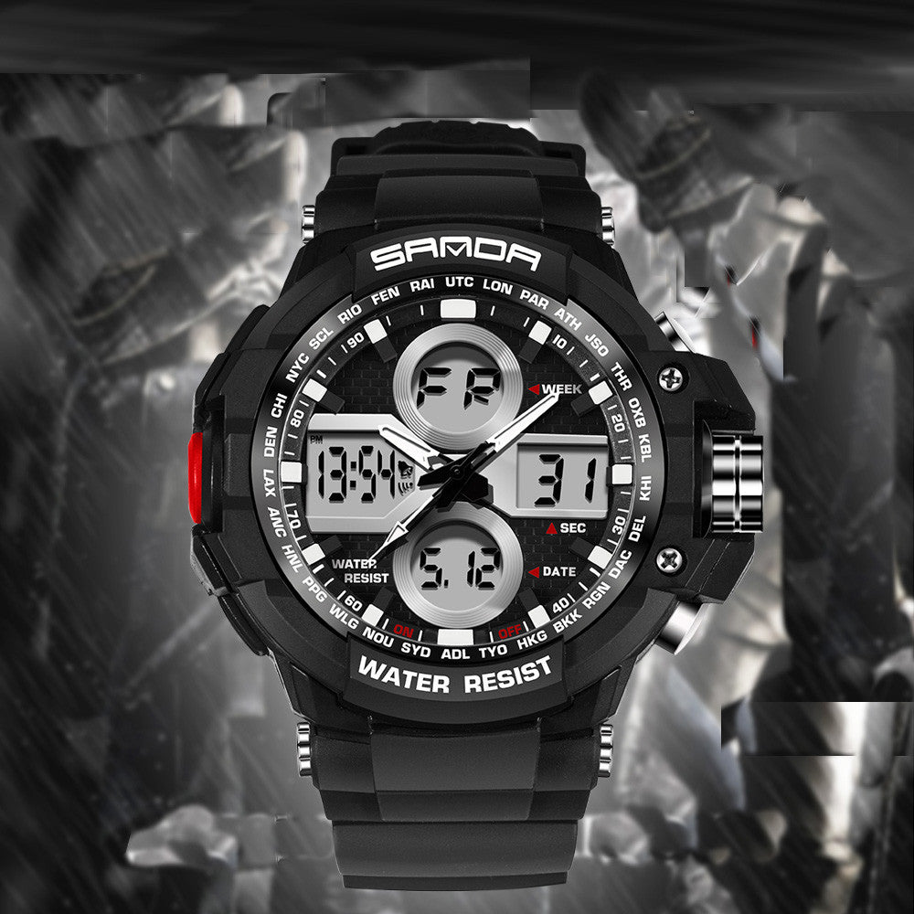 7 Color Backlights Sport Watch Men Chronograph Military Watch Waterproof Clock