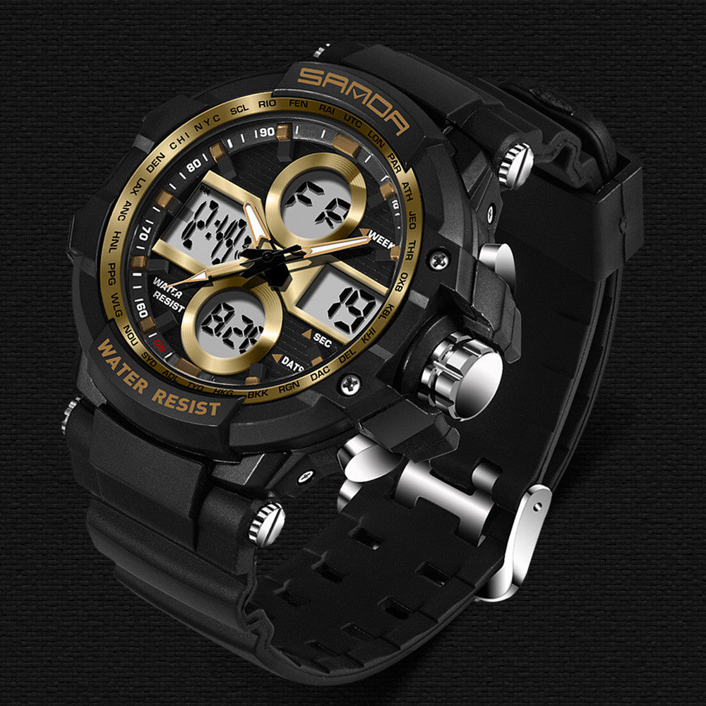 7 Color Backlights Sport Watch Men Chronograph Military Watch Waterproof Clock