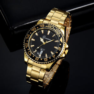GONEWA Men Fashion Military Stainless Steel Date Sport Quartz Analog Wrist Watch