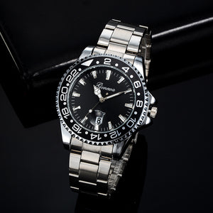 GONEWA Men Fashion Military Stainless Steel Date Sport Quartz Analog Wrist Watch