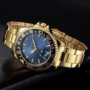 GONEWA Men Fashion Military Stainless Steel Date Sport Quartz Analog Wrist Watch