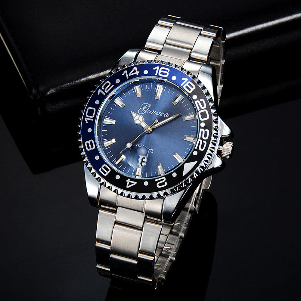 GONEWA Men Fashion Military Stainless Steel Date Sport Quartz Analog Wrist Watch