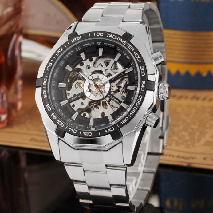 Men Watch Mechanical Automatic Self-Winding Hollow Engraving