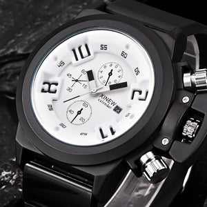 Mens Fashion Silica Sport Date Chronograph Analog Quartz Wrist Watch Waterproof