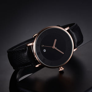 TOMI Fashion Casual Men 'sssines Retro Design Leather Round Band Watch