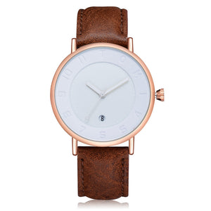 TOMI Fashion Casual Men 'sssines Retro Design Leather Round Band Watch