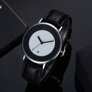 TOMI Fashion Casual Men 'sssines Retro Design Leather Round Band Watch