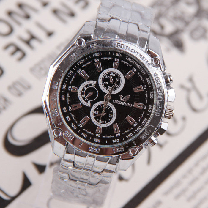 Luxury Stainless Steel Strap Quartz Man Waterproofsiness Watch