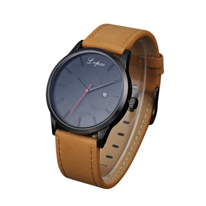 Popular Low-key Minimalist Connotation Leather Men's Quartz Wristwatch