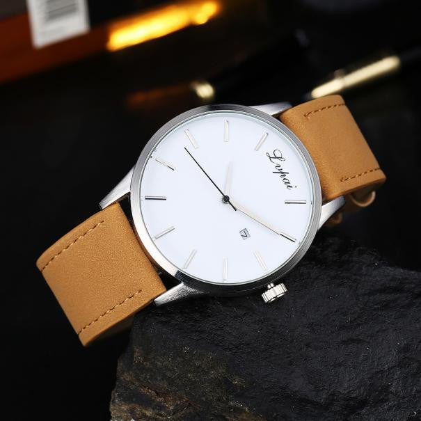 Popular Low-key Minimalist Connotation Leather Men's Quartz Wristwatch