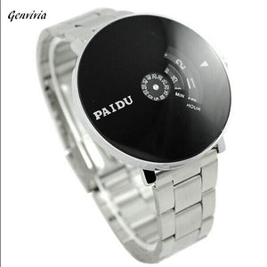 GENVIVIA 2017 Novelty High Quality Watch Men Luxury Brand Stainless Black Turntable Dial Clock Relogio Masculino Watch Gift