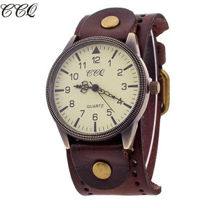CCQ Luxury Brand Vintage Analog Quartz Cow Leather Bracelet Watch Men Casual Sport WristWatch Quartz Watch Male Relogio Feminino