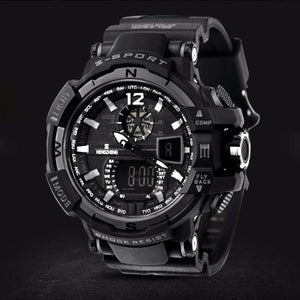 Men's Rubber Band LED Digital Sports Waterproof Diving Quartz Wrist Watch