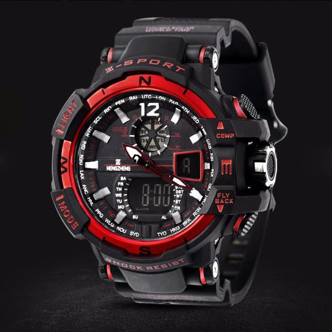 Men's Rubber Band LED Digital Sports Waterproof Diving Quartz Wrist Watch