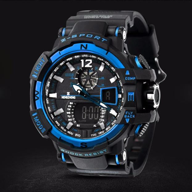Men's Rubber Band LED Digital Sports Waterproof Diving Quartz Wrist Watch