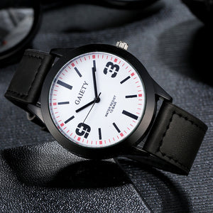 Men Leather Band Analog Quartz Round Wrist Watch Watches