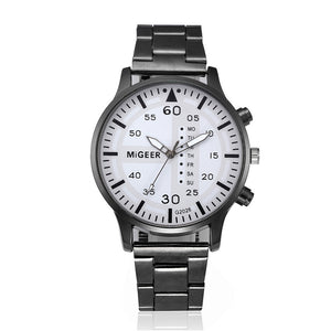 Fashion Man Crystal Stainless Steel Analog Quartz Wrist Watch