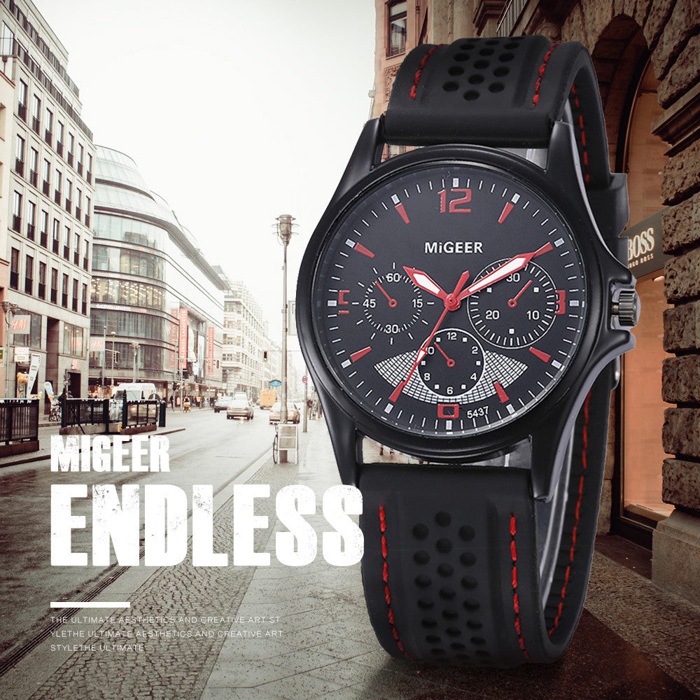 Men Fashion Silicone strap Sport Cool Quartz Hours Wrist Analog Watch