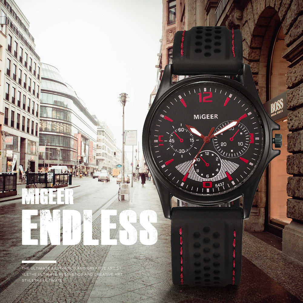 Men Fashion Silicone strap Sport Cool Quartz Hours Wrist Analog Watch